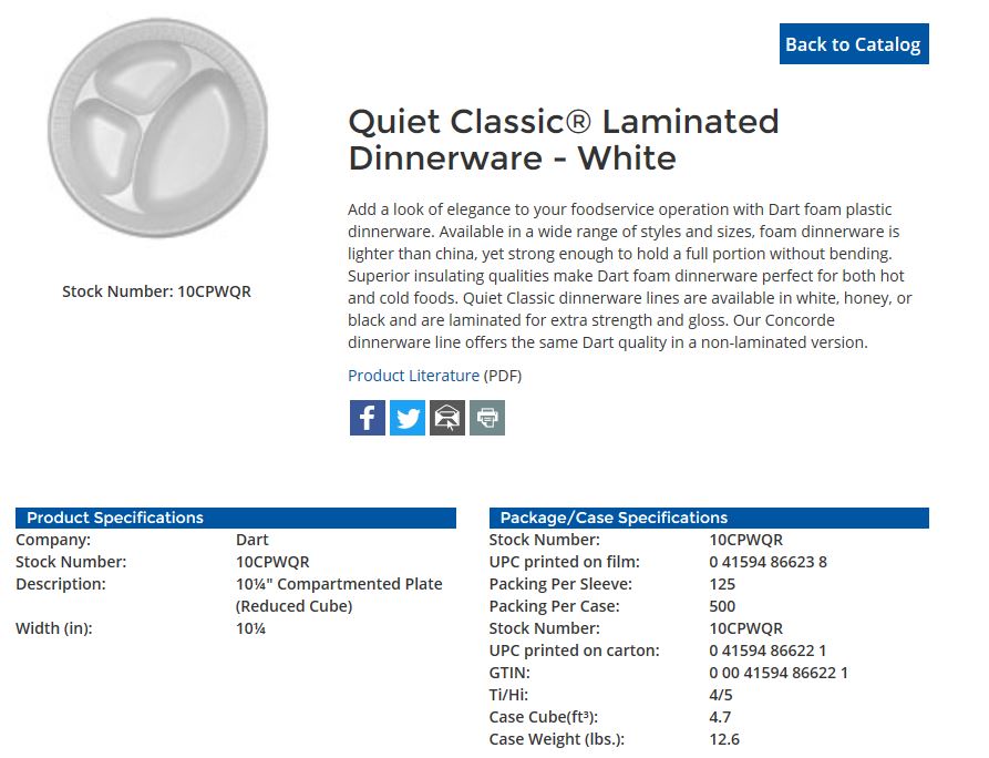 Dart 10PWQR Quiet Classic 10 1/4 White Laminated Round Foam Plate -  500/Case