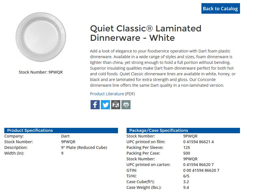 Dart 9PWQR Quiet Classic 9 White Laminated Round Foam Plate - 500/Case
